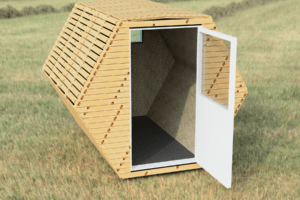 une structure hexagonale en bois pour le stockage